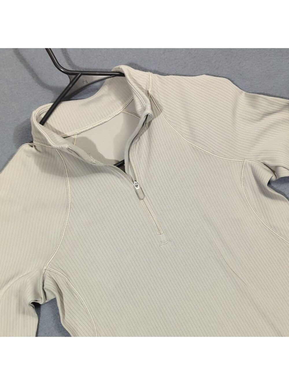 Lululemon Top Women's 6 Riverstone Gray Its Rulu Run Ribbed Cropped Half Zip